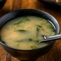 Miso Soup · Soybean based soup with tofu, seaweed and scallion.