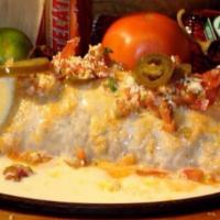 Cheese Burrito · Served with rice and beans.