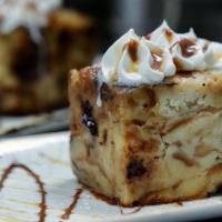 Toffee Bread Pudding · chocolate + caramel sauce + whipped cream
