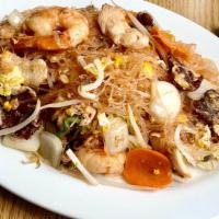 Pad Woon Sen · Bean thread noodles pan-fried with bean sprouts, eggs, onions, napa and your choice of meat ...