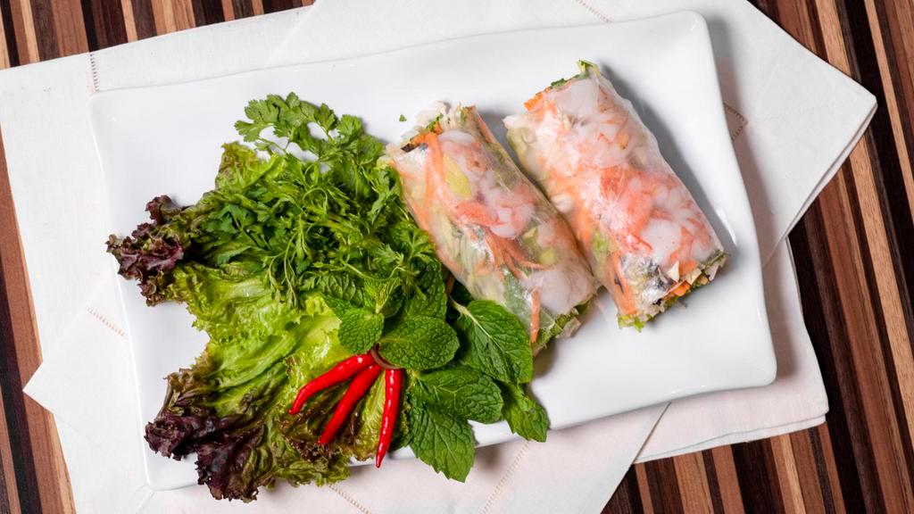 Fresh Rolls (2) · Carrots, cilantro, fresh mint and lettuce wrapped in rice paper choice of chicken, tofu or shrimp.