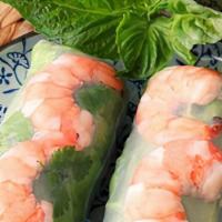 Fresh Roll 2 · Rice paper, lettuce, carrot, cucumber, bean sprouts, and noodles with peanut sauce.