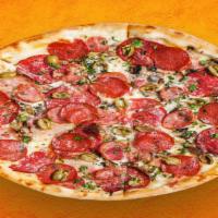 Meat Supreme Pizza 18 · #Meat Lovers Pizza#Bacon & Pepperoni#Italian	his delicious offering consists of onions, gree...