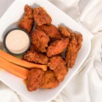 6 Boneless Wings · Boneless wings, with your choice of sauce. Served with Blue Cheese or Ranch