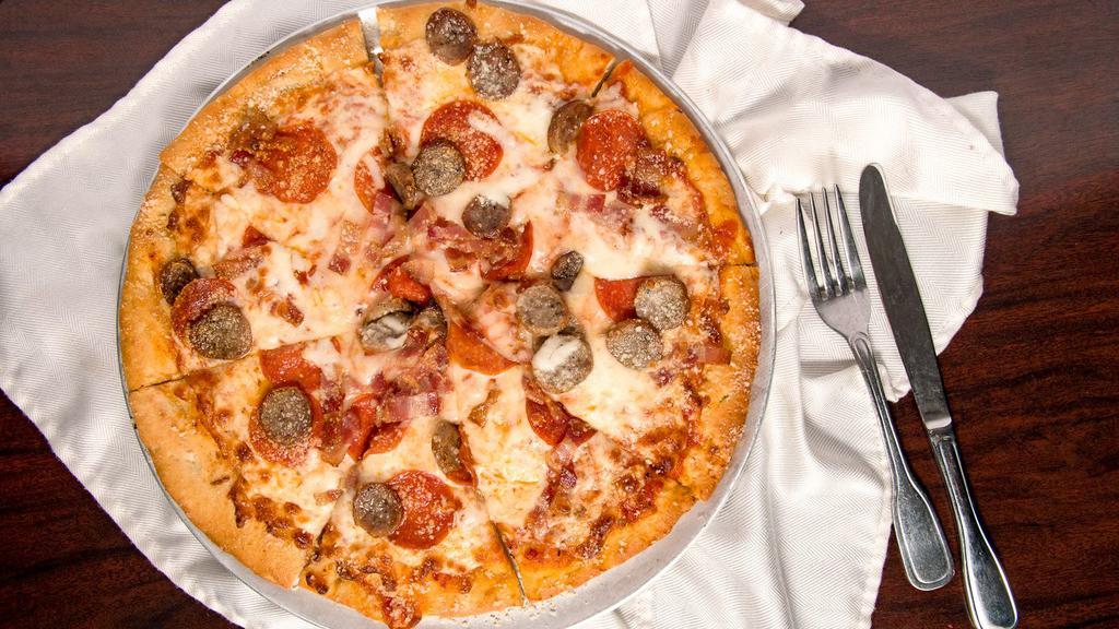 Meat Lovers Pizza · Pepperoni, sausage, bacon.