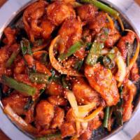 Chicken Bulgogi · Chicken thighs in a spicy marinade.