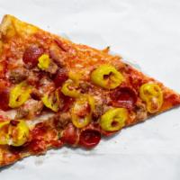 House Special · Andrea's house sauce, pepperoni, sausage, bacon, banana pepper.