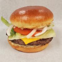 Cheeseburger (1/3Lb) · American cheese, ketchup, mustard, mayo, lettuce, onion, tomato & pickle.