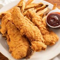Chicken Tender Basket · 3 fried chicken tenders, with choice of dipping sauce.