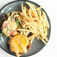 North High Burger · house burger / american cheese / lettuce / tomato / pickled red onion / pickles / north high...