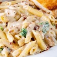 Baked Penne · Penne baked with your choice of meat sauce, marinara, or pesto cream sauce.  Topped with moz...
