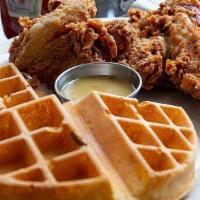 Chicken Waffles · A freshly made combination of chicken breast, leg and wing, marinated in Chef's own recipe a...