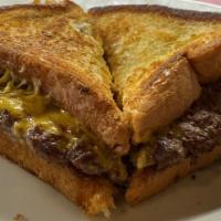Patty Melt · 1/3 lb. hot pepper cheese burger with fried onions on Texas toast.
