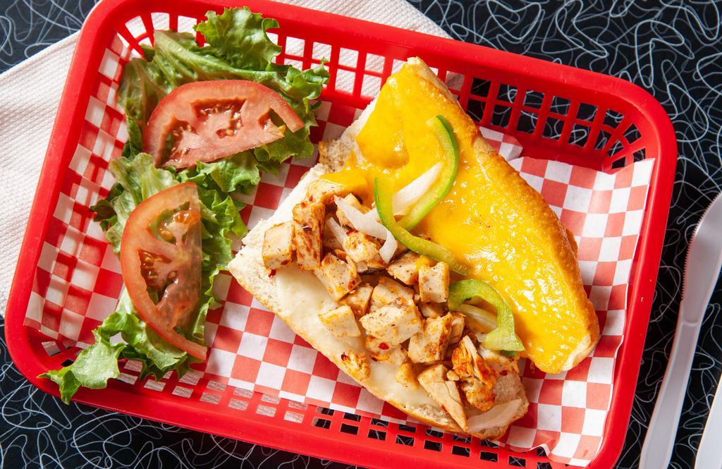 Spicy Chicken Grinder 10” · With cajun spices, green peppers, onions, mozzarella, cheddar, lettuce, tomato and mayo.