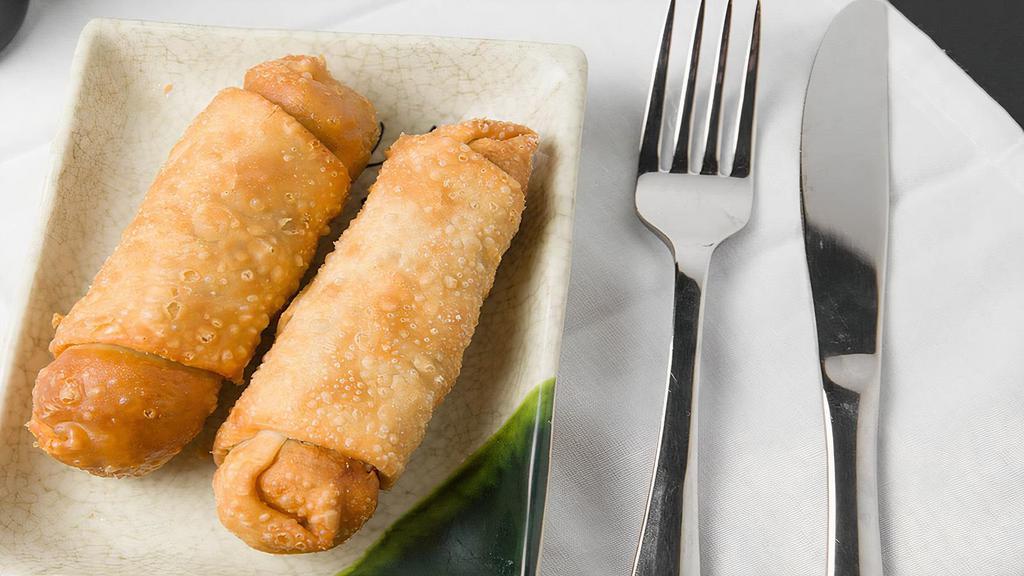 Egg Rolls (2) · 2 pieces. Mixture of Chicken, beef and pork filling wrapped in a thick wonton wrapper fried to a golden brown. (meat filling CANNOT be substituted)