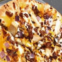 Bbq Chicken · Chicken, bacon, red onion and cheddar cheese.