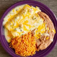 Avocado Enchilada · Vegetarian. Two corn tortillas filled with cheddar and jack cheese, fresh avocados, onions. ...