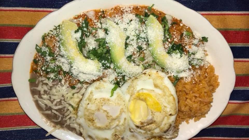 Chilaquiles · Chilaquiles verdes o rojos include sour cream, cheese cilantro and onions. Accompanied with eggs and cecina.