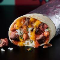 Meatarito · Burrito stuffed with rice, beef, beans, salsa & shredded cheese.