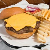 Cheeseburger · Our 1/2 lb. hamburger covered in american cheese served with lettuce, tomato, onion, ketchup...