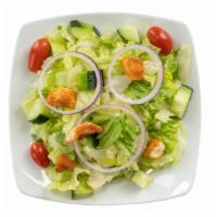 Side Garden Salad · Iceberg or romaine with red onions, cucumbers, cherry tomato and creamy Italian
dressing.