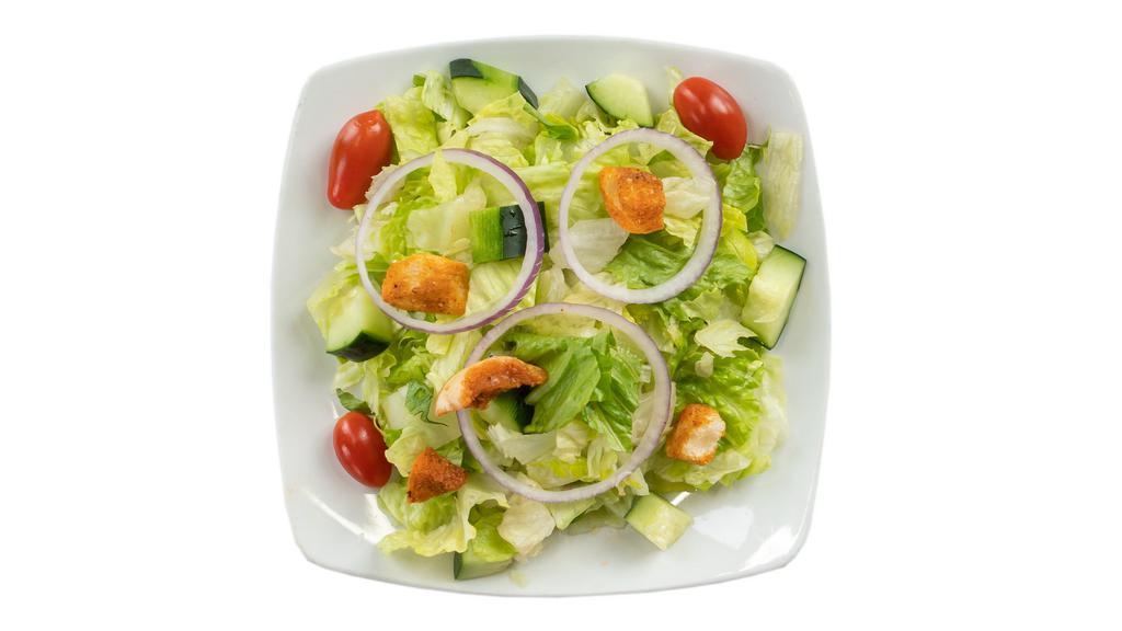 Side Garden Salad · Iceberg or romaine with red onions, cucumbers, cherry tomato and creamy Italian
dressing.
