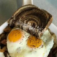 Cbh · HOEmade corned beef with HOE fries and topped with queso. Served with two eggs any style and...
