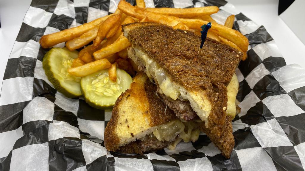 Widmer Melt · 1/3 pounds fresh Angus Beef served on butter roll with French fries. Marbled rye bread and fried onions.