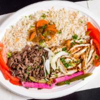 Shawarma Combo · Layers of lamb and beef mixture and chicken marinated with our special spices.