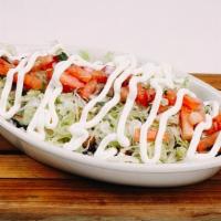 Bowl. · Baja rice and corn, black beans, shredded cheese, lettuce, pico de gallo and sour cream with...