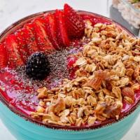 Red Bowl · Vegan. Homemade sugar-free granola, acai, banana, and chia.