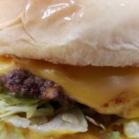 Cheese Burger · Old Fashioned Cheeseburger served with mustard, pickle and onion.