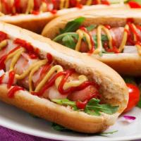 Hot Dog · -mayo
-ketchup
-mustard
-pickles