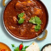Chicken Interstellar (Vindaloo) · Traditionally cooked boneless chicken thigh with potatoes, our special housemade curry masal...