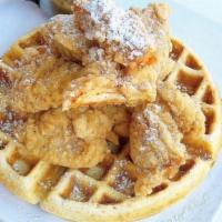 Chicken & Waffle · Delicious combination of sweet and savory. Fluffy buttermilk waffle topped with house season...