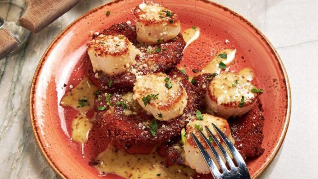 Seared Scallops · Fried green tomato, maple mustard sauce, Parmesan. 

Consuming raw or undercooked meats, poultry, seafood, and eggs may increase your risk of foodborne illness especially you have certain medical conditions.