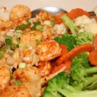 Fisherman'S Delight · Spicy. Shrimp, scallops, squid, and crab claws stir fried with spicy red curry. Served with ...