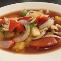 Sweet & Sour With Vegetables · Gluten-free. Homemade sweet and sour sauce sautéed with pineapple and fresh vegetables - not...