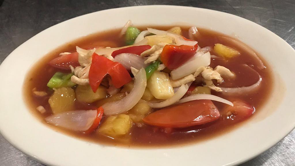 Sweet & Sour With Vegetables · Gluten-free. Homemade sweet and sour sauce sautéed with pineapple and fresh vegetables - not battered or deep fried.