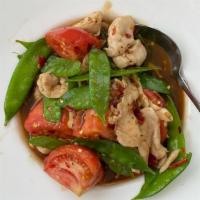 Snow Pea Pods With Tomatoes · Tomatoes add a wonderful rich flavor to this dish.