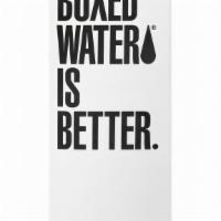 Boxed Water · The standard size of Boxed Water. 16.9 ounces of purified water, filled in boxes made from p...