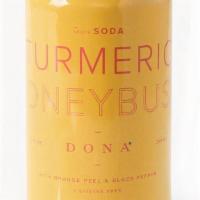 Dona Spiced Soda : Turmeric Honeybush · Notes of earthy turmeric, floral honeybush, tangy orange & a hint of black pepper.  Each sip...
