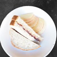 Sunbutter + Jelly Time · whole grain bread, sunflower butter, seasonal jam, apple slices -or- banana  DF
