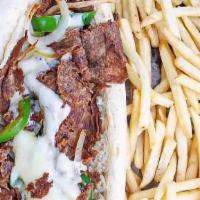 Philly Cheesesteak · 430-850 calories. Steak and cheese with melted cheese and green peppers (no lettuce or tomat...