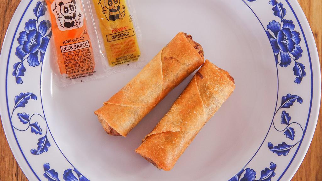 Spring Rolls (2) · Fried, contains both pork and shrimp with some mushroom, bamboo and cabbage.
Comes with duck sauce