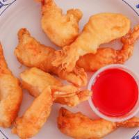 Fantail Shrimp (8)  · Batter fried shrimp.
Comes with a small sweet and sour sauce cup