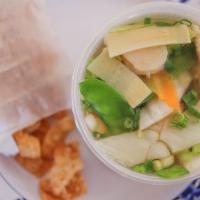 Special Soup · Contain beef, white meat chicken, shrimp and wonton with mixed vegetables. Come with 1 crisp...