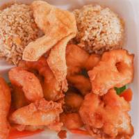 Sweet & Sour Shrimp  · Deep fried battered shrimp with steamed white onions, green pepper, pineapple, and carrots u...