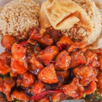 General Tso'S Chicken   · Deep fried battered dark meat chicken tossed in a tangy sauce that is spicy, sweet and conta...