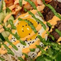 Riviere Rice Bowl (2 Proteins) · steamed rice | pickled carrot | cucumber | bean sprout kimchi | sunny side egg | choice of p...